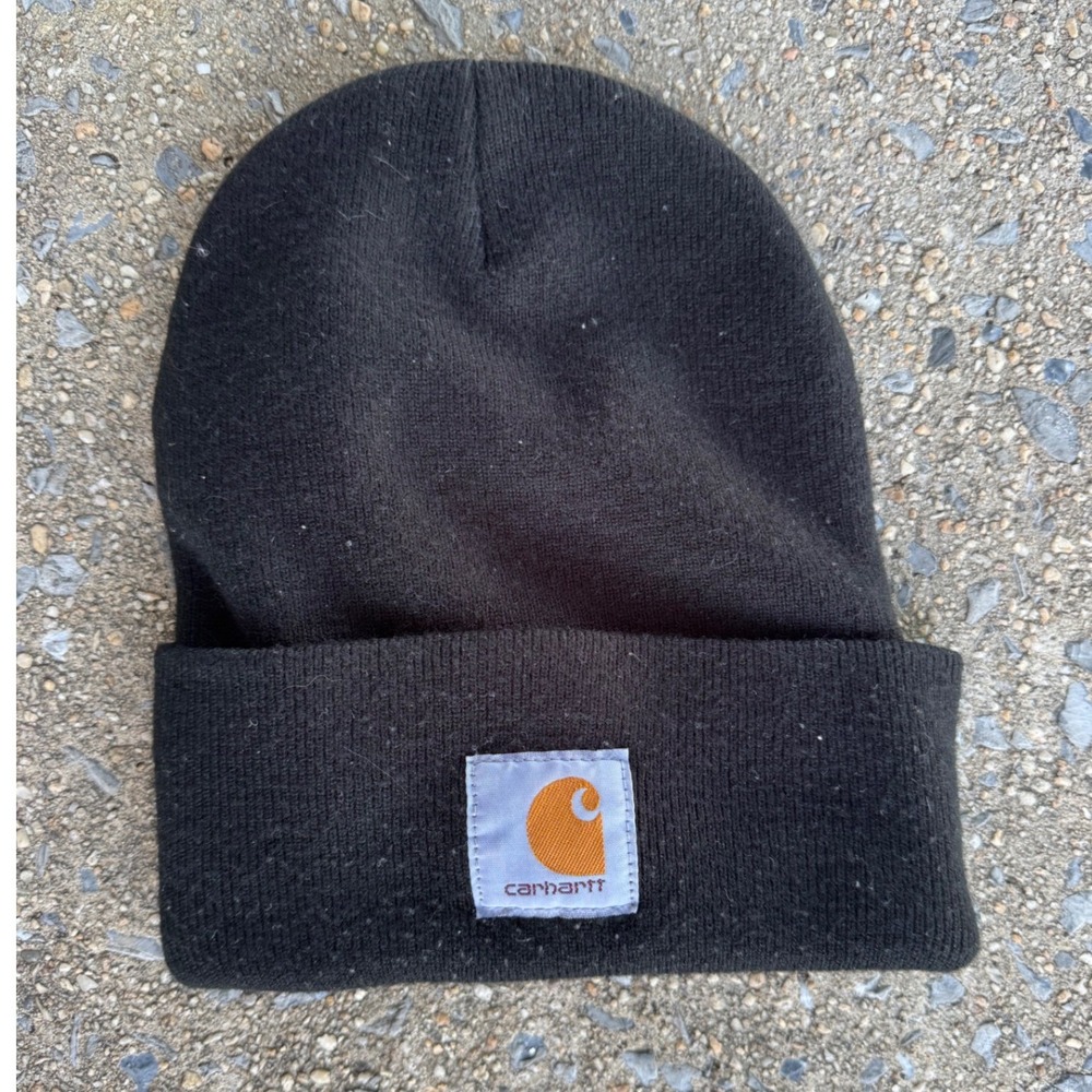 Carhartt Mens Acrylic Watch Hat Beanie Black Knit Cuff Logo A18 BLK One Size